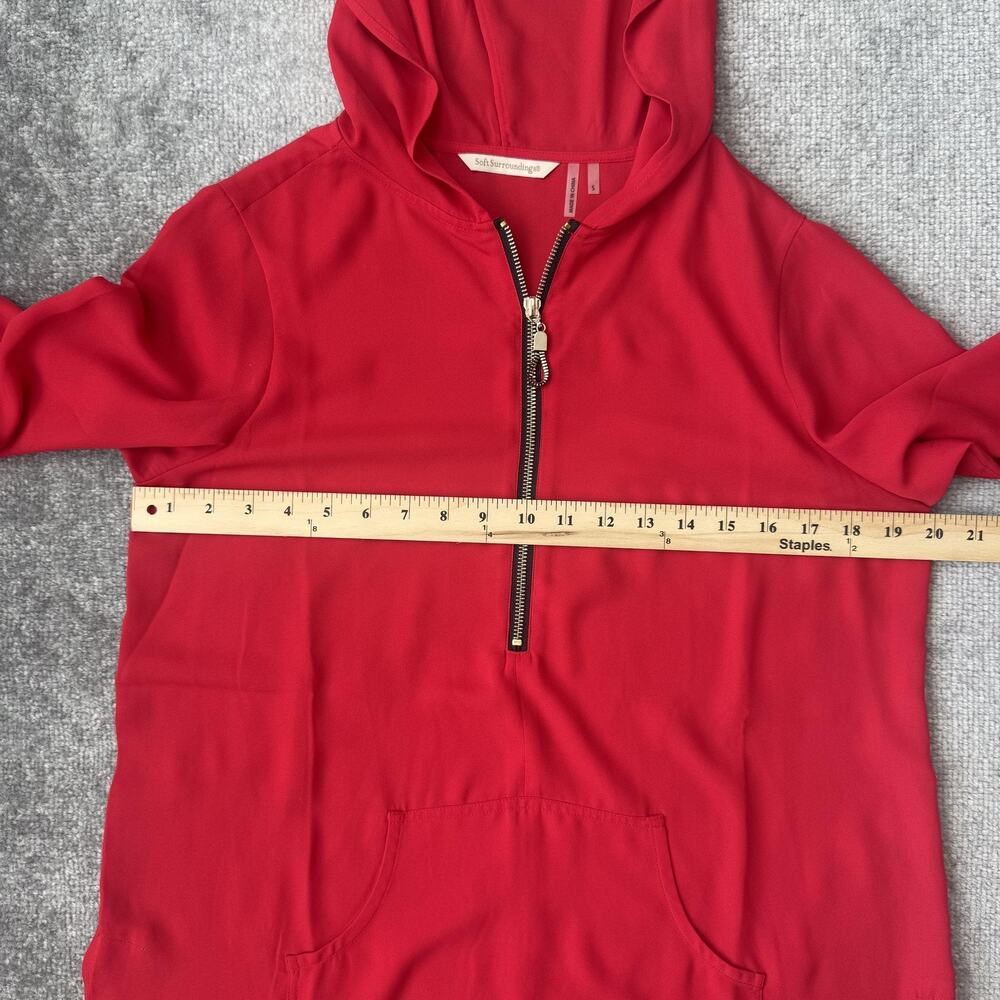 Soft Surroundings Shirt Womens Small Red Kangaroo Pocket Hooded Lightweight Top - Picture 5 of 8